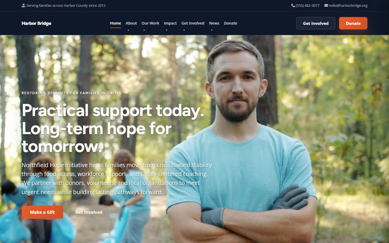 Mission website design example