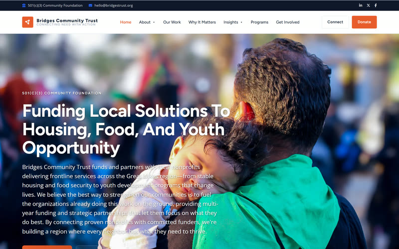 Bridges Trust website design example